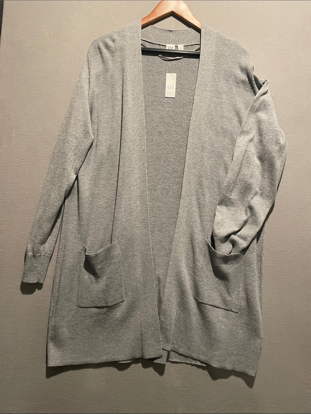 GAP Heather Gray Open-Front Pocket Cardigan Size XL